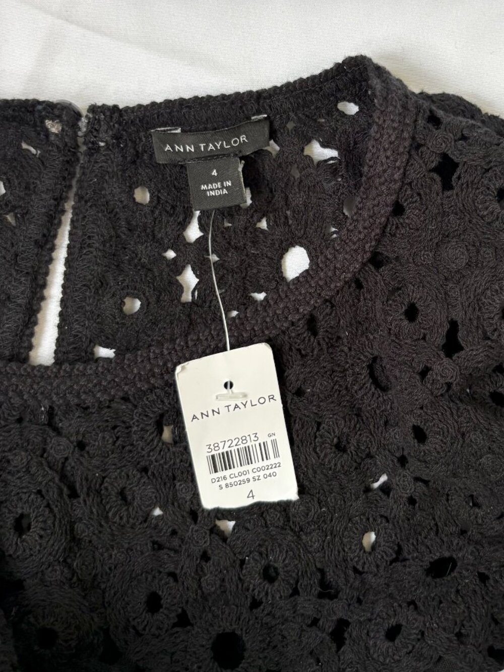 NWT Ann Taylor Black Crochet Midi Sweater Dress with Removable Lining | Size 4 - Picture 7 of 10